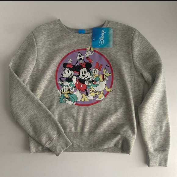 Mickey Minnie Mouse print womens L pullover sweatshirt slightly cropped - Picture 1 of 5